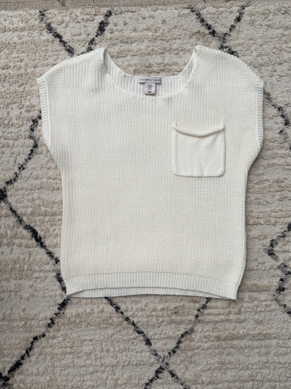 Sincerely Jules Cream Knit Pocket Tank Top
